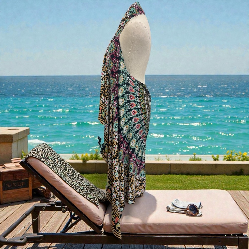 **LIKE NEW** Pareos Del Mar Floral Halter Swim Coverup - Picture 4 of 5